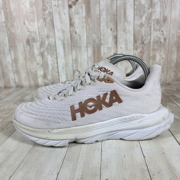 Hoka One One Mach 5 Womens Road Running Shoes White Rose Gold Size 7.5B - Picture 2 of 9